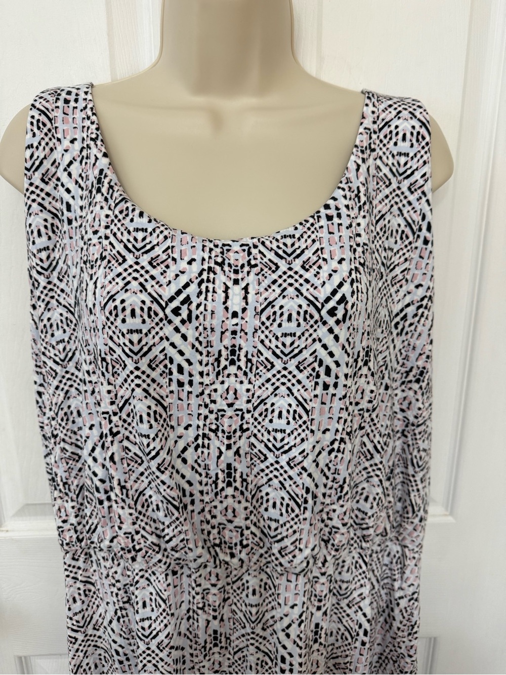 Tart 3X Printed Sleeveless Maxi Dress Pink Black Geometric Plus Size - Picture 5 of 11